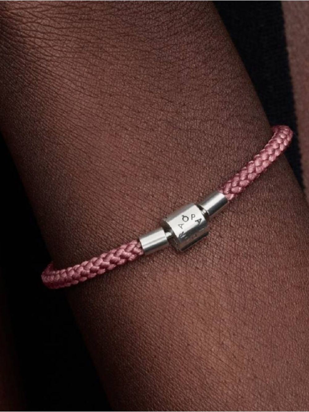Pandora Rose Pink Braided Cord Bracelet with Sterling Silver Logo Clasp